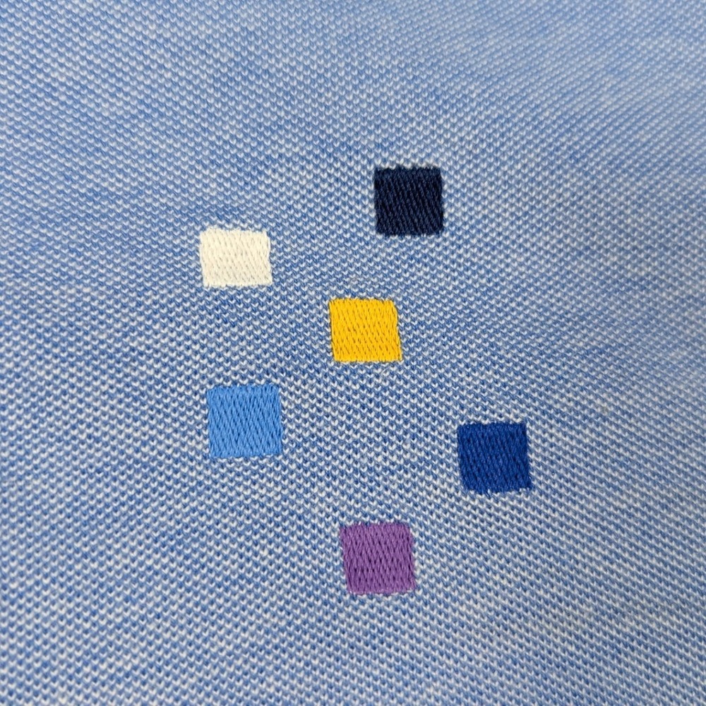 Purificacion Garcia Blue Cotton Pique Polo Shirt Multi Color Square Logo Large - Picture 7 of 7